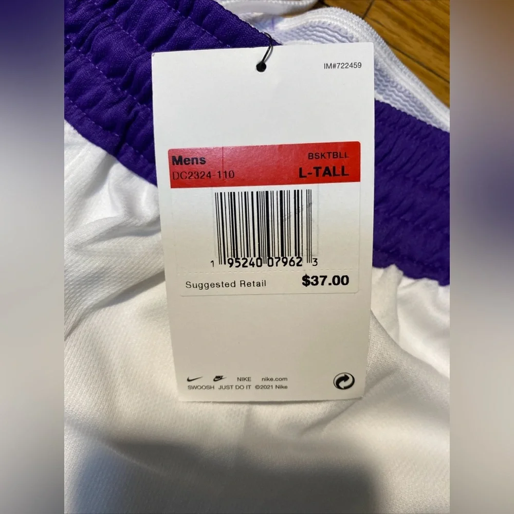 Nike Dri-Fit Crossover basketball Shorts Purple & White Men’s sz L-tall NEW - Picture 3 of 8